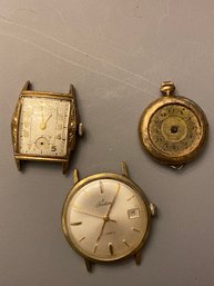 Lot Of 3 Vintage Watch Faces, 10k Rolled Gold Plate
