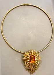 Vintage Premier Designs Gold Toned Convertible Pendant/Brooch With Necklace