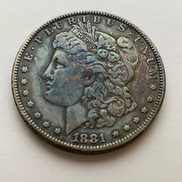 1881-O Morgan Dollar Natural Rainbow Patina Silver Uncirculated Coin $1 *** Error