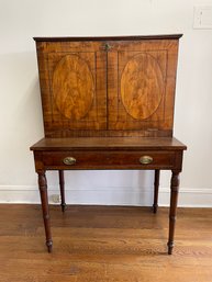 Antique Circa 1800 Secretary Desk Inlaid Burl Wood