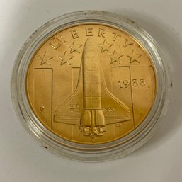 1988 P  Young Astronauts Commemorative Gold Coin Token Liberty Launch