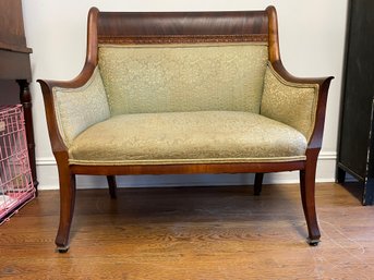 1800s Antique Sette Mahogany Sleigh Back Sette Sofa Chair