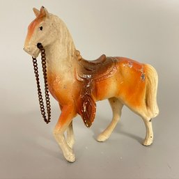 Antique/vintage Orange White Horse Figurine Porcelain 3.5' Equestrian
