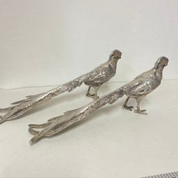 Antique German Silver 800 Pheasants Pair