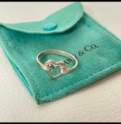 Tiffany & Co Sterling Silver Open Heart Ring Size 9