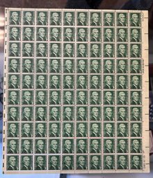 Thomas Jefferson 1 Cent Stamps Scott 1278 Sheet Of 100