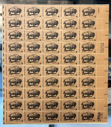 Buffalo 6 Cent US Postage Stamps  Full Sheet Scott #1392 Wildlife Conservation