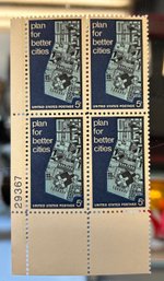 PLAN FOR BETTER CITIES US POSTAGE STAMPS 5 CENTS BLOCK OF 4