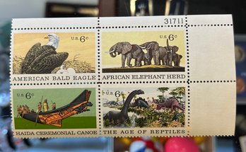 STAMPS AFRICAN US POSTAGE 6 CENTS ELEPHANTS HERD REPTILES BALD EAGLE