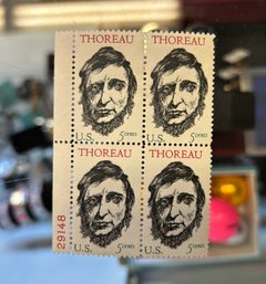 THOREAU 5 CENTS US POSTAGE STAMPS BLOCK OF FOUR  29148
