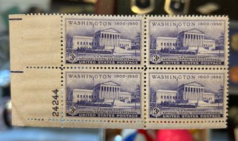 WASHINGTON 1800-1950 NATIONAL CAPITAL SESQUICENTENNIAL3 CENT US POSTAGE STAMPS BLOCK OF FOUR 24244