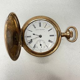 Antique Seth Thomas Pocket Watch 14K Gold Plated Elgin 799846 Case