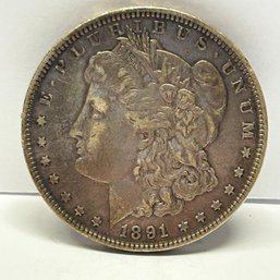 1891  Morgan Dollar Silver Dollar  Very Fine Coin