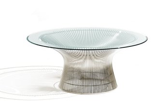 VINTAGE MODERN WARREN PLATNER STEEL WIRE GLASS COFFEE TABLE