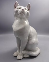 LARGE PORCELAIN CAT STATUE BY GEBRUEDER HEUBACH