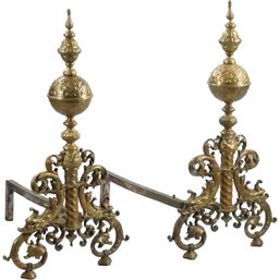 ANTIQUE FRENCH ROCOCO ANDIRONS