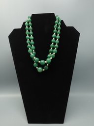 VINTAGE JADE AND PEARL BEADED CHOKER NECKLACE