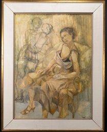 OIL ON BOARD OF MODERNIST FIGURE STUDY SIGNED ILLEGIBLE DATED