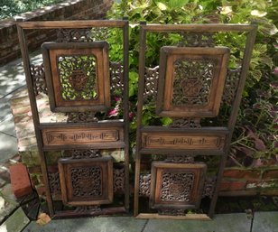 PAIR OF CHINESE ANTIQUE HAND CARVED WOOD PANELS