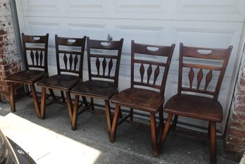 FIVE ANTIQUE SIKES HERMAN DE VRIES DINING CHAIRS