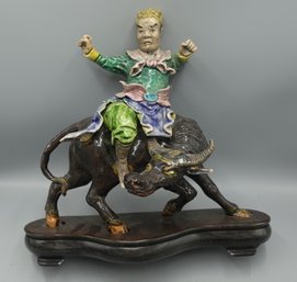 VINTAGE CHINESE ASIAN WARRIOR ROOF TILE STATUE