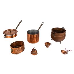 LOT OF ASSORTED COPPER COOKWARE  FRENCH DOUBLE BOILER & MINIATURES