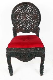ANTIQUE 19th C. ANGLO- INDIAN ORNATE ROSEWOOD SIDE CHAIR