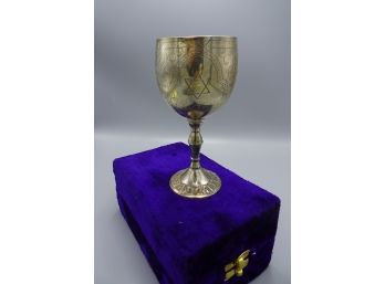 SILVER JUDAICA HEBREW KIDDUSH WINE CHALICE BLESSING CUP