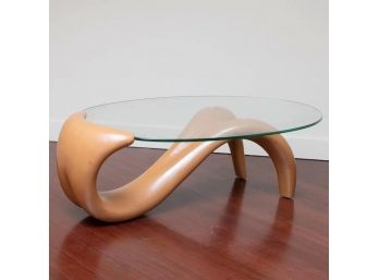 VINTAGE ORGANIC SHAPE COFFEE TABLE WITH GLASS TOP