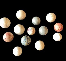 Lot Of 13 Old Clay Marbles, Shooters