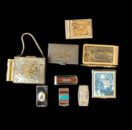 Lot Of 9 Vintage Accessories, 4 Money Clips, 2 Compacts And 3 Mini Address Books