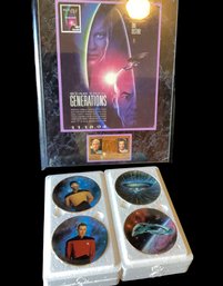 Lot Of 3, 2 Sets Mini Plate Collection Star Trek Generations And Plaque*