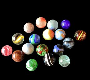 Lot Of 18 Assorted Marbles, Shooters