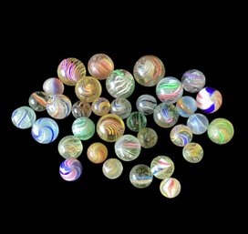 Lot Of 35 Vintage Swirl Marbles