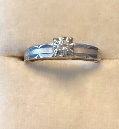 14kt White Gold Band With Small Diamond