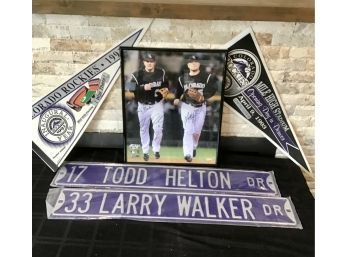 Colorado Rockies Signed Photo With Signs And Banner