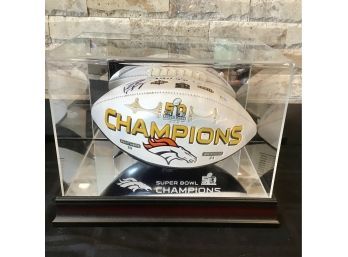 Denver Broncos 50th Super Bowl Ball With Case Signed By Peyton Manning
