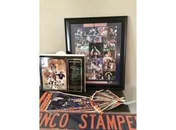John Elway Photo Plaques, Broncos Sign And Banner
