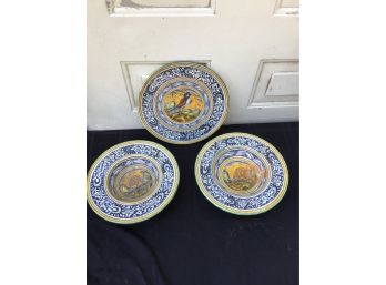 Lot Of 3 Vintage Italian Ceramic Bowls And Plate