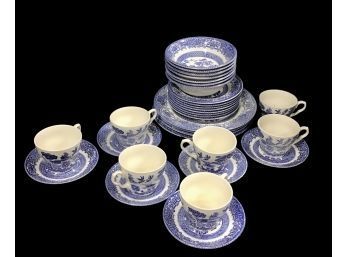 Antique Blue And White Dishes 25 Pieces