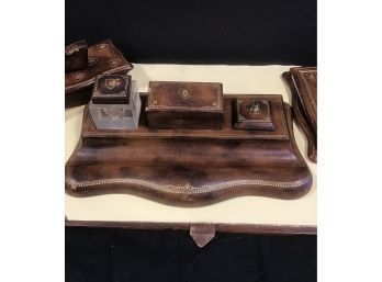 4 Piece Vintage  Leather Desk Set