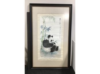 Original Framed Panda Chinese Painting