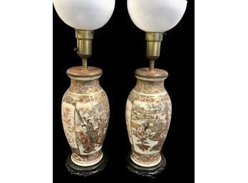 Pair Of Satsuma Lamps, Japanese 1920s
