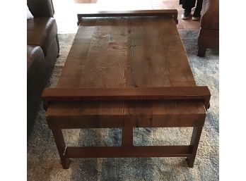 Rustic Wood Coffee Table With Metal Sides