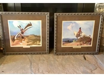 Lot Of 2 Vintage  Framed Of Native American Lithographs Copywrite 1958