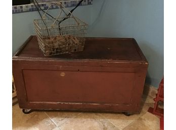 Vintage Trunk/Tool Chest On Wheels With Old Rail Road Ties