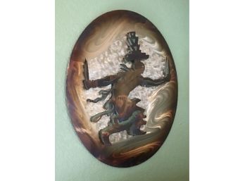 Oval Metal Cut Out Wall Art With Native American Dancer