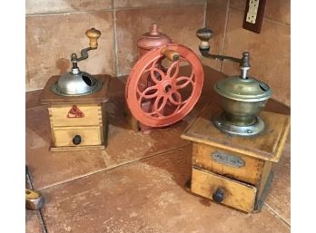 Lot Of 3 Vintage And Antique Coffee Grinders