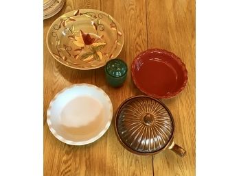 Lot Of 5 Ceramic Cookware And Serving Bowl