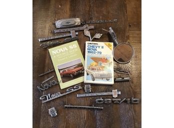Lot Of Assorted Vintage Chevy Car Accessories And 2 Vintage Repair Books Chevy 1962-1975